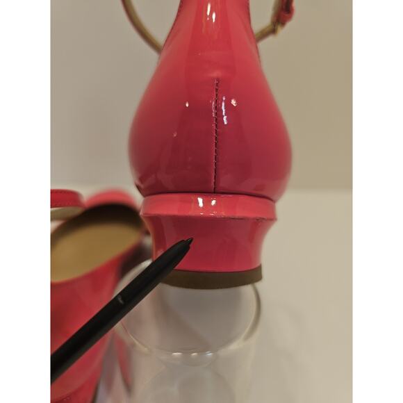 Valentino Garavani 37 Pink Fuchsia Patent Tango Ankle Strap Ballet Low Heel - Picture 16 of 16